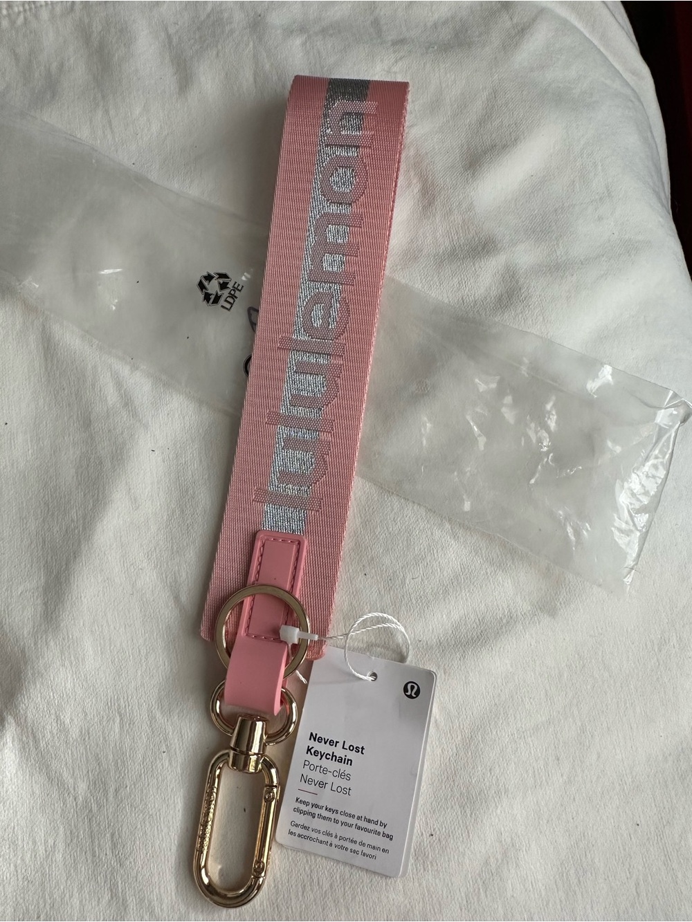 lululemon athletica Pink Wristlet Key & Card Holder with Gold Hardware
